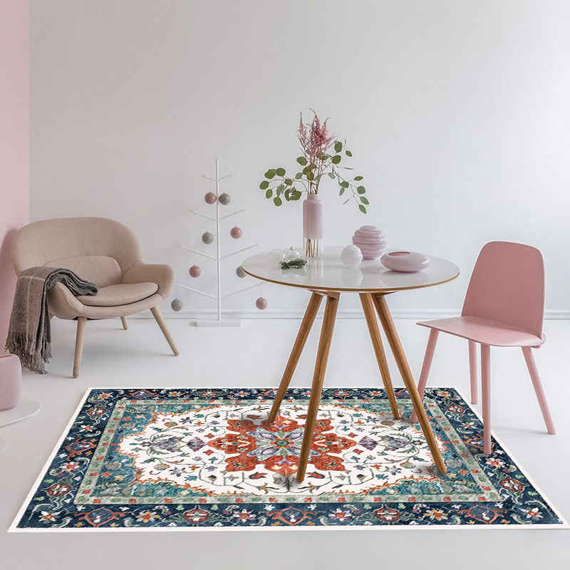 Frendorf | Marokkanische Wohnzimmer Tapete Bunt Medaillon Blatt Blumenmuster Teppich Polyester rutschfester Bodenbelag