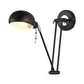 Frendorf | Bowl Wohnzimmer Wandleuchte mit Schwenkarm Industrie Retro Metallic 1 Licht Schwarz Lesewandlicht