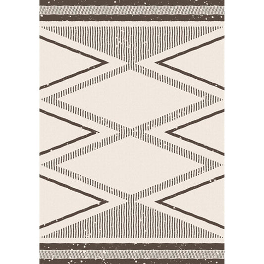 Frendorf | Beige Nordischer Teppich Polyester Gestreifter Geometrischer Muster Teppich Waschbar Rutschfeste Rückseite Teppich für Wohnzimmer