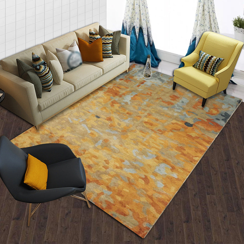 Frendorf | Funky Abstract Teppich Orange Lässiger Teppich Polyester Waschbarer Teppich für Schlafzimmer