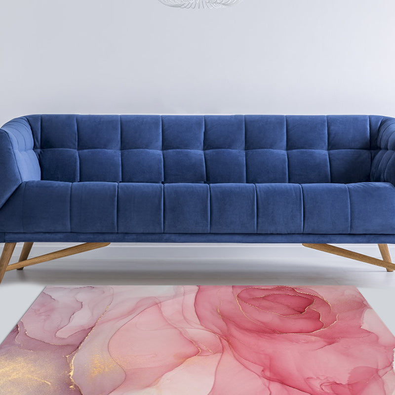Lila und Rosa Moderner Teppich Polyester Aquarell Druck Teppich Maschinenwaschbar Rutschfester Teppich für das Wohnzimmer