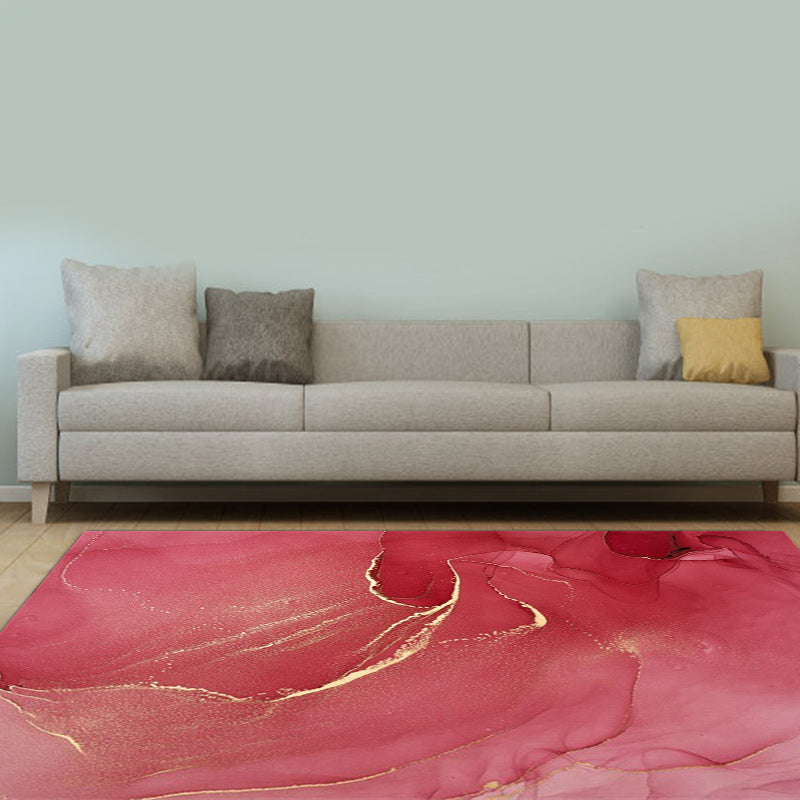 Lila und Rosa Moderner Teppich Polyester Aquarell Druck Teppich Maschinenwaschbar Rutschfester Teppich für das Wohnzimmer
