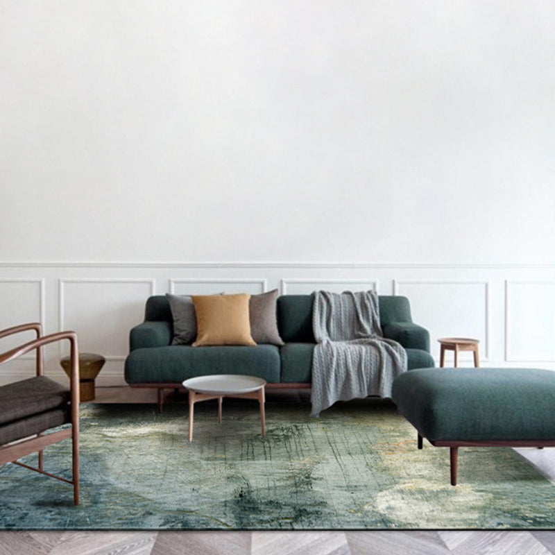 Frendorf | Blaue Schlafzimmerteppich Moderne abstrakte Malerei Muster Bereichsteppich Polyester haustierfreundlich maschinenwaschbarer Teppich