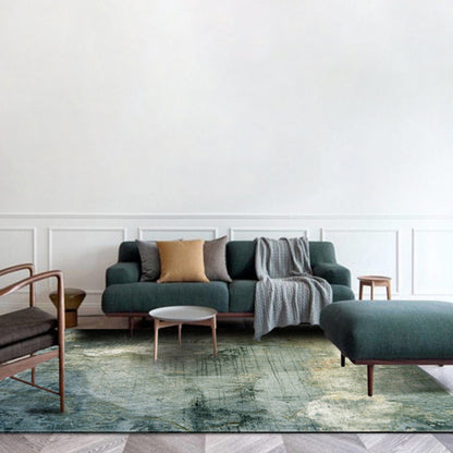 Frendorf | Blaue Schlafzimmerteppich Moderne abstrakte Malerei Muster Bereichsteppich Polyester haustierfreundlich maschinenwaschbarer Teppich