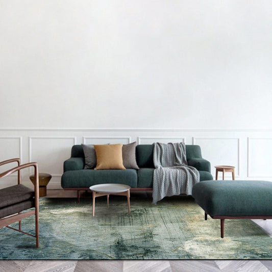 Frendorf | Blaue Schlafzimmerteppich Moderne abstrakte Malerei Muster Bereichsteppich Polyester haustierfreundlich maschinenwaschbarer Teppich