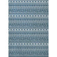 Frendorf | Tribal Süd-West Teppich in blauen Streifen Dreieck Griechisches Schlüssel Muster Teppich Polyester rutschfest Wohnzimmer Teppich für Wohnkultur