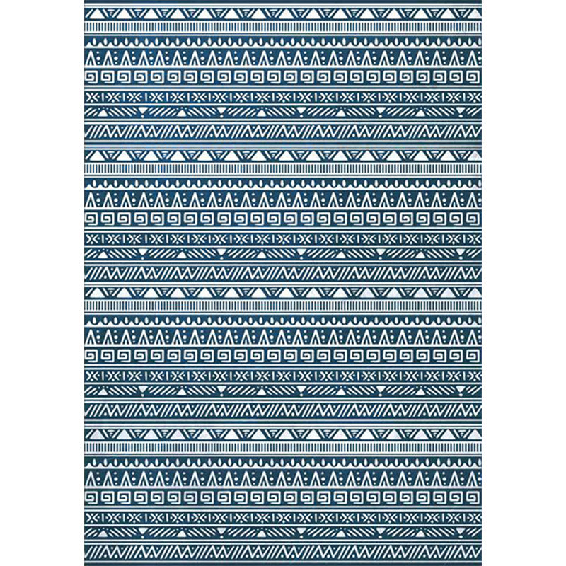 Frendorf | Tribal Süd-West Teppich in blauen Streifen Dreieck Griechisches Schlüssel Muster Teppich Polyester rutschfest Wohnzimmer Teppich für Wohnkultur