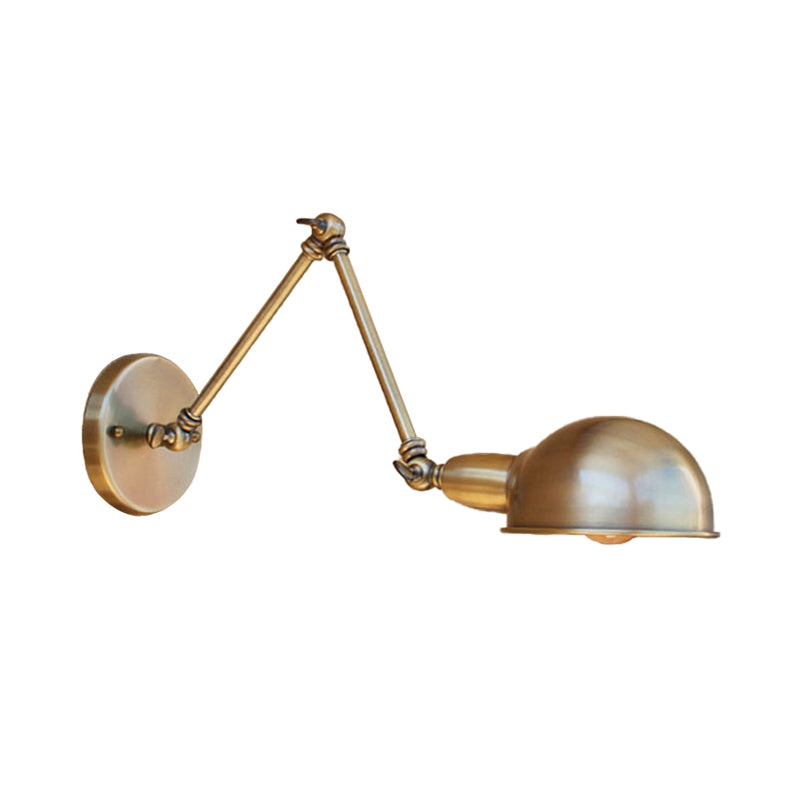 Retro Dome Wandlampe 1 Lampen Metall Wandbeleuchtung mit Schwenkarm in Messing/Chrom für Badezimmer