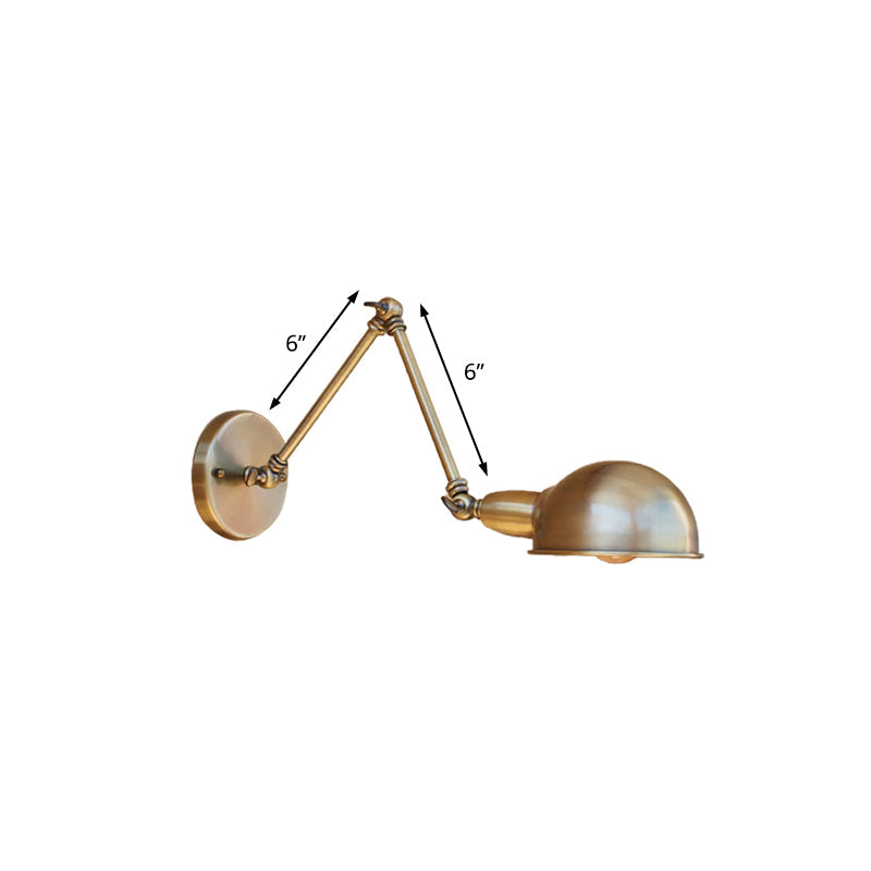 Retro Dome Wandlampe 1 Lampen Metall Wandbeleuchtung mit Schwenkarm in Messing/Chrom für Badezimmer