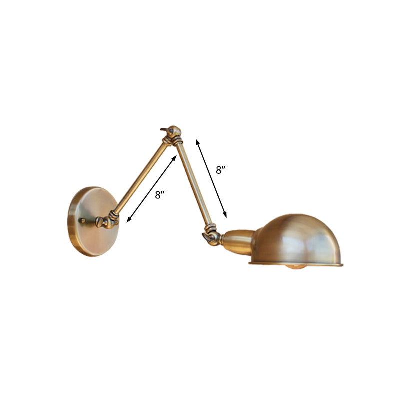 Retro Dome Wandlampe 1 Lampen Metall Wandbeleuchtung mit Schwenkarm in Messing/Chrom für Badezimmer
