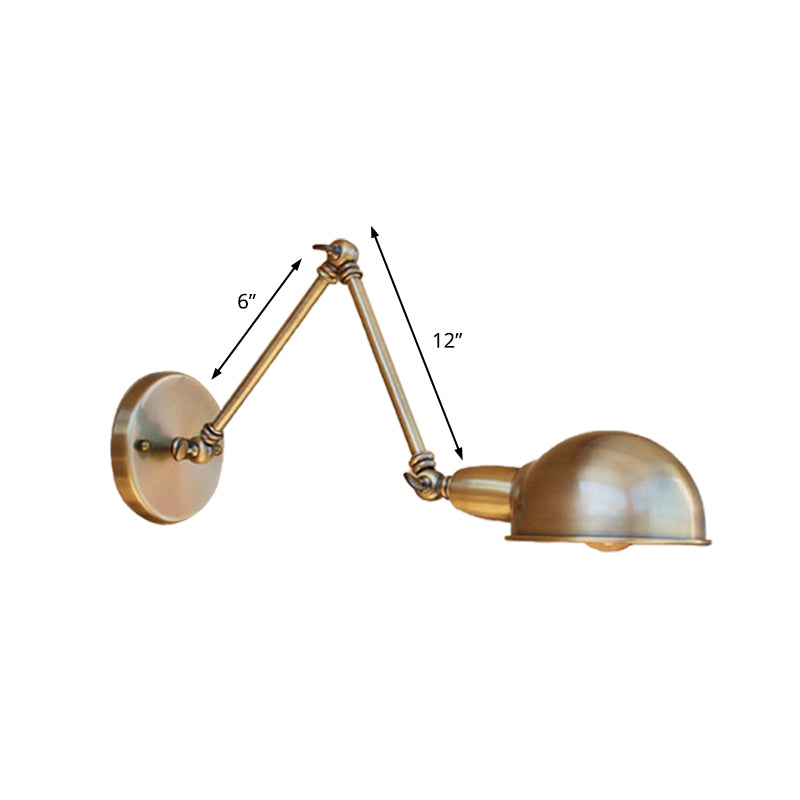 Retro Dome Wandlampe 1 Lampen Metall Wandbeleuchtung mit Schwenkarm in Messing/Chrom für Badezimmer