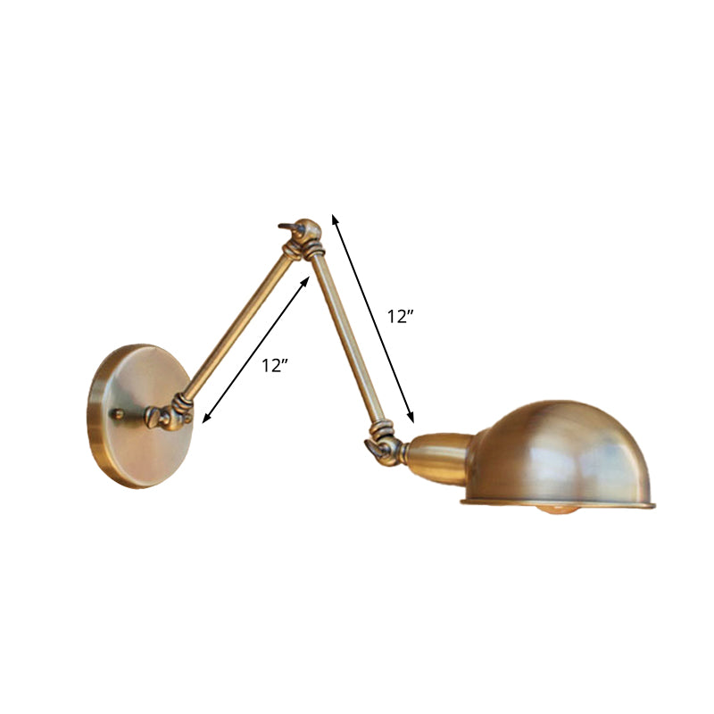 Retro Dome Wandlampe 1 Lampen Metall Wandbeleuchtung mit Schwenkarm in Messing/Chrom für Badezimmer