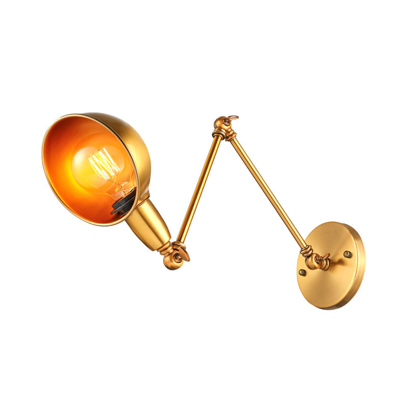 Retro Dome Wandlampe 1 Lampen Metall Wandbeleuchtung mit Schwenkarm in Messing/Chrom für Badezimmer