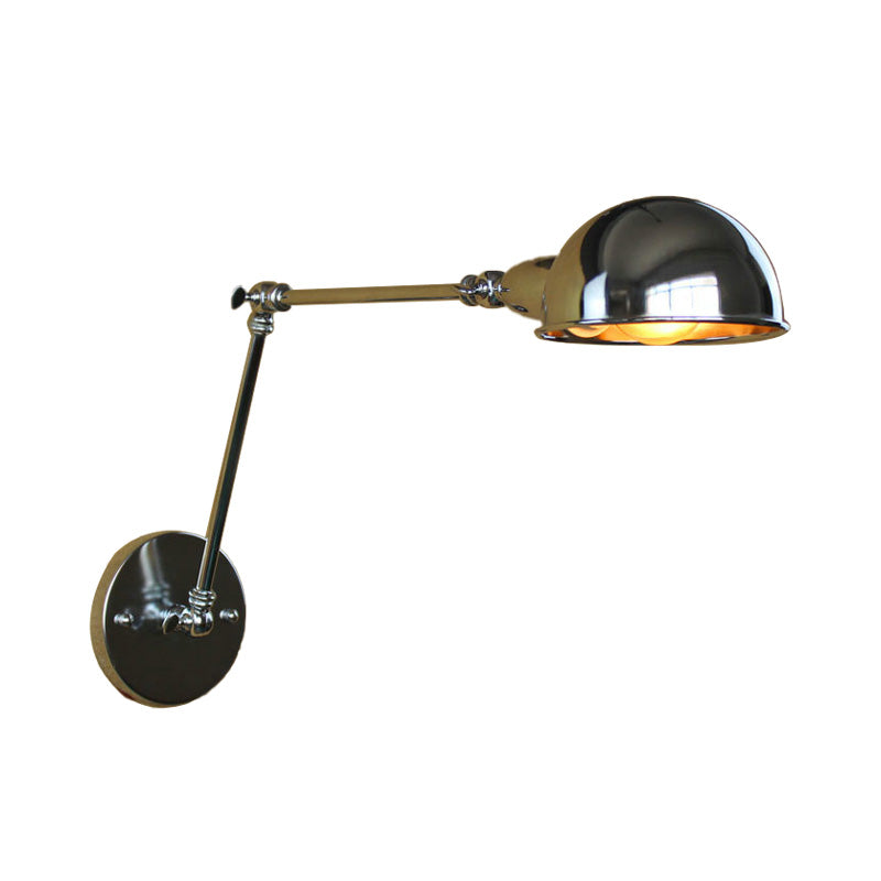 Retro Dome Wandlampe 1 Lampen Metall Wandbeleuchtung mit Schwenkarm in Messing/Chrom für Badezimmer