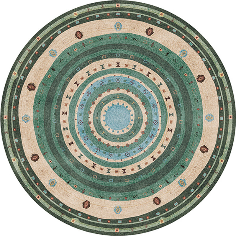 Frendorf | Boheems Wohnzimmerteppich in Rot Kreisdruck Teppich Polyester Waschbar Fleckenbeständig Haustierfreundlich Bereichsteppich