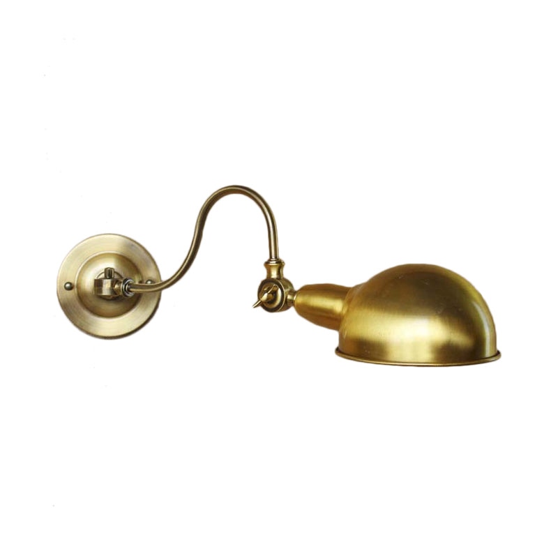 Frendorf | Messing 1 Kop Wandeleuchte Vintage Metalen Koepel Shade Wandlamp met Gooseneck Arm