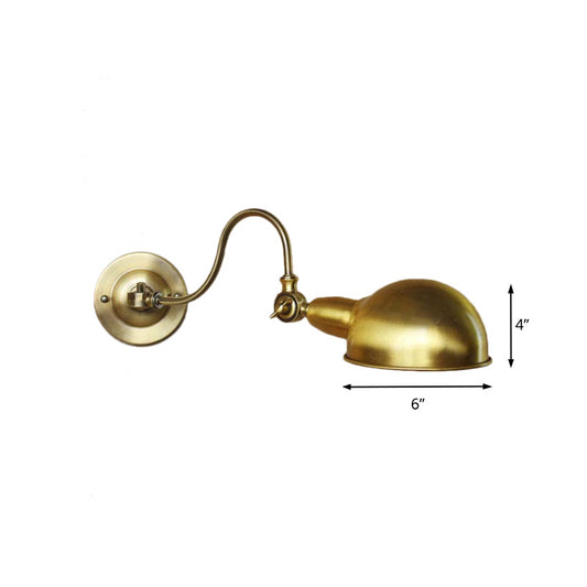 Frendorf | Messing 1 Kop Wandeleuchte Vintage Metalen Koepel Shade Wandlamp met Gooseneck Arm