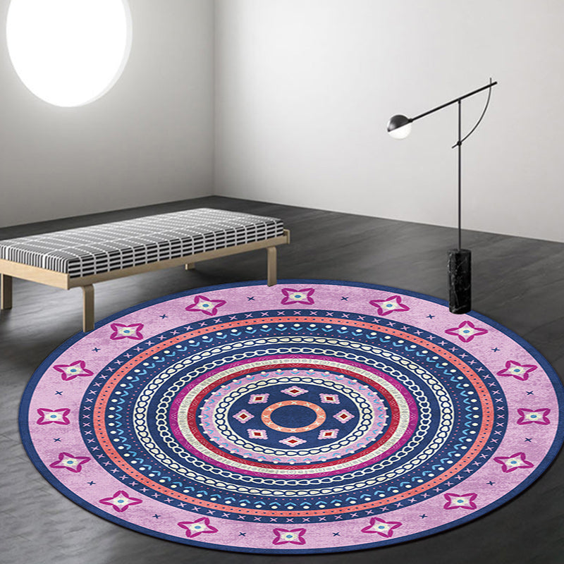 Frendorf | Funky Bohemian Teppich Farbenfrohe Kreis Ketten Kreuzigungs Muster Teppich Polyester Maschinenwaschbar Teppich für Wohndekoration