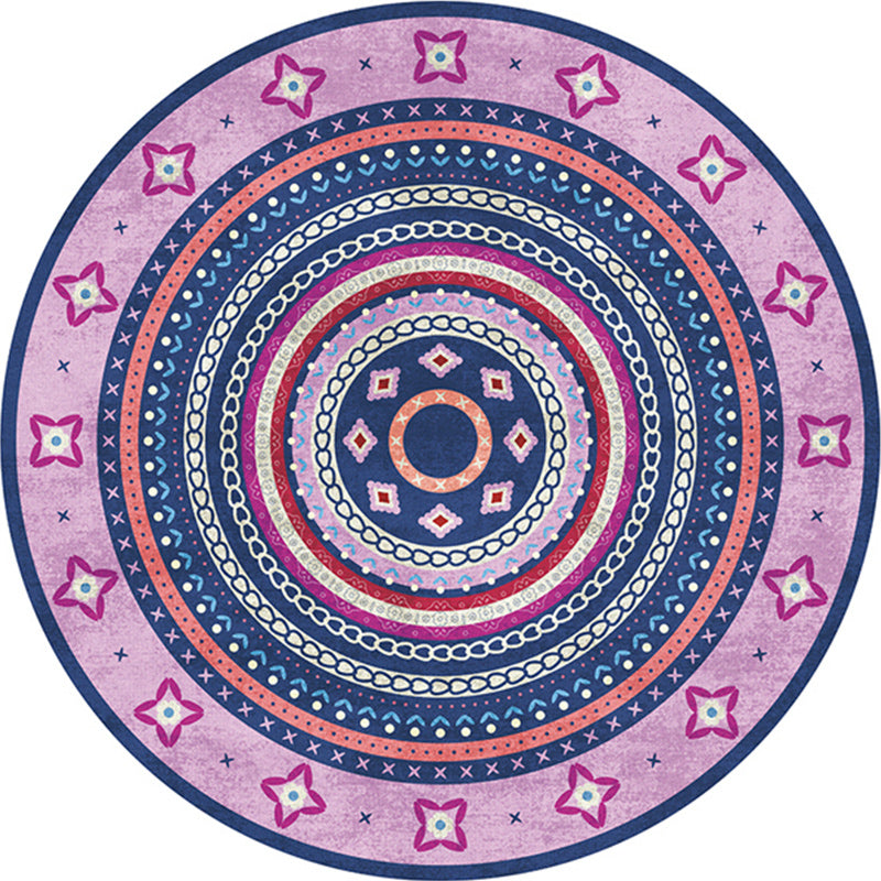 Frendorf | Funky Bohemian Teppich Farbenfrohe Kreis Ketten Kreuzigungs Muster Teppich Polyester Maschinenwaschbar Teppich für Wohndekoration