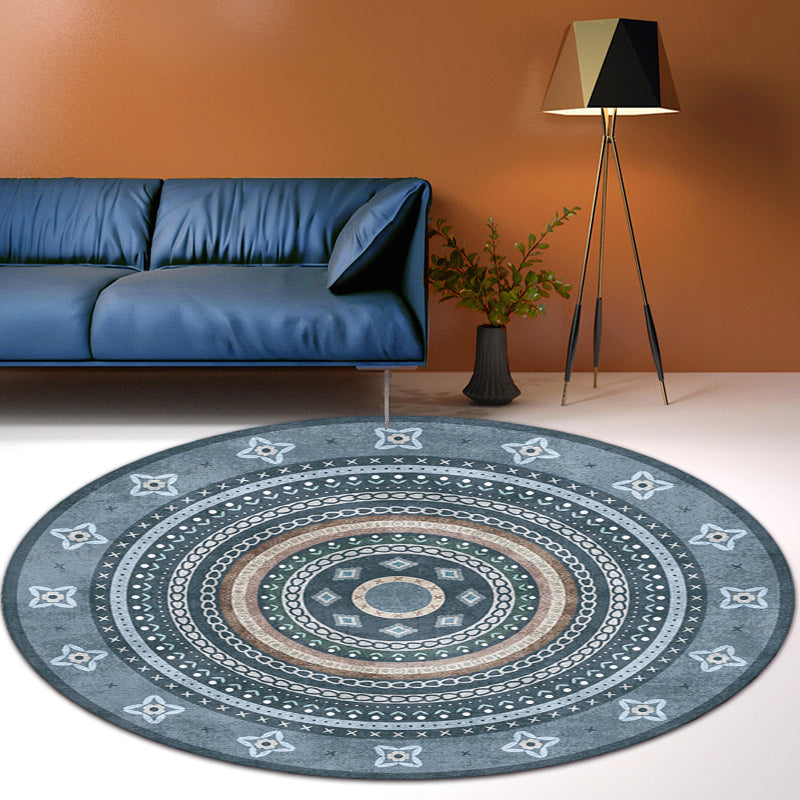 Frendorf | Funky Bohemian Teppich Farbenfrohe Kreis Ketten Kreuzigungs Muster Teppich Polyester Maschinenwaschbar Teppich für Wohndekoration