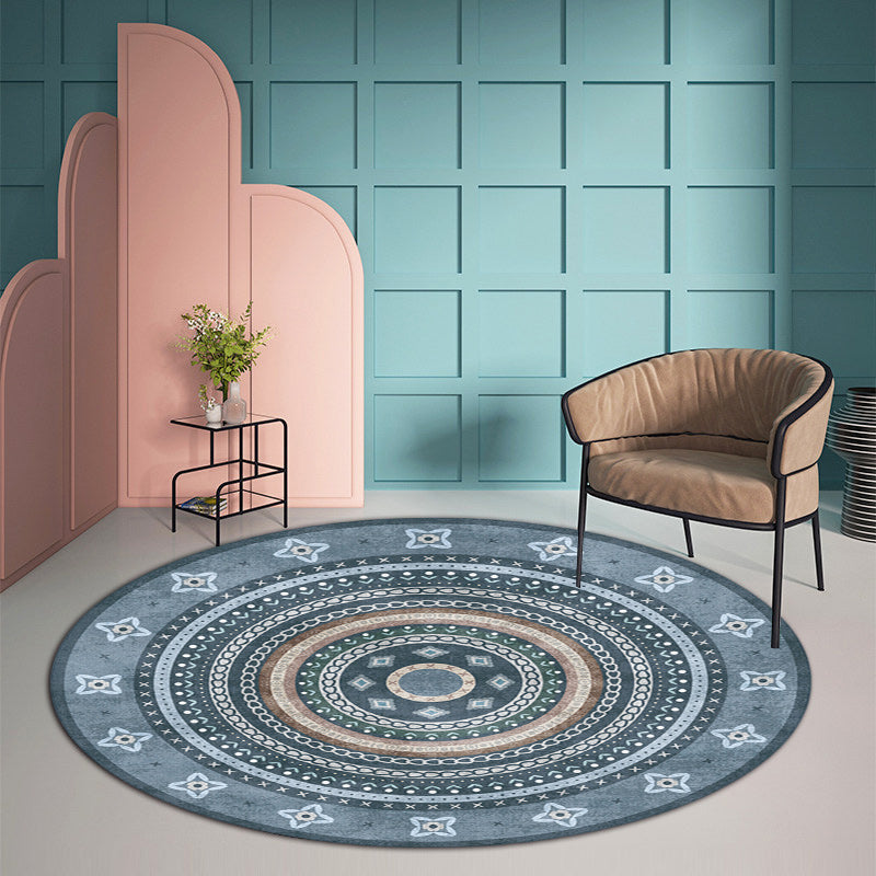 Frendorf | Funky Bohemian Teppich Farbenfrohe Kreis Ketten Kreuzigungs Muster Teppich Polyester Maschinenwaschbar Teppich für Wohndekoration