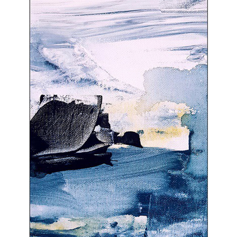 Frendorf | Blauer Schlafzimmerteppich Moderner abstrakter Tintenmalerei Muster Teppich Polyester rutschfest maschinenwaschbarer Teppich