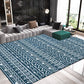 Frendorf | Amerikanischer Southwestern Teppich in blauen Streifen, griechische Schlüssel, Wellenmuster, Teppich, Polyester, waschbarer Teppich für Wohnkultur