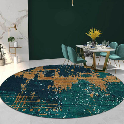 Frendorf | Groene en Gouden Industriële Vloerkleed Polyester Abstract Vloerkleed Wasbaar Antislip Achterkant Tapijt voor Woonkamer