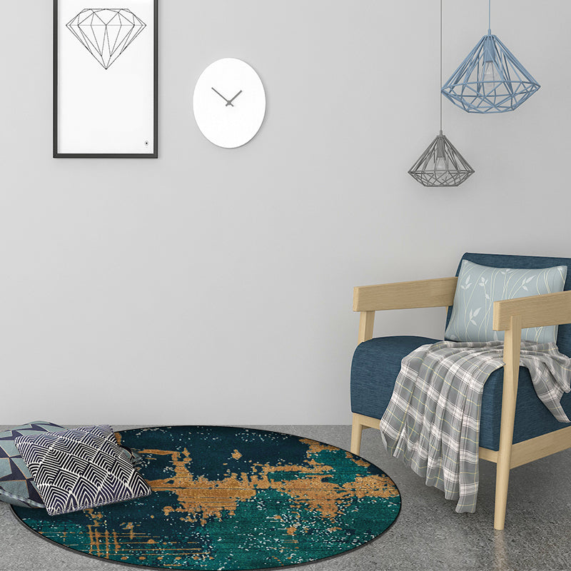 Frendorf | Groene en Gouden Industriële Vloerkleed Polyester Abstract Vloerkleed Wasbaar Antislip Achterkant Tapijt voor Woonkamer