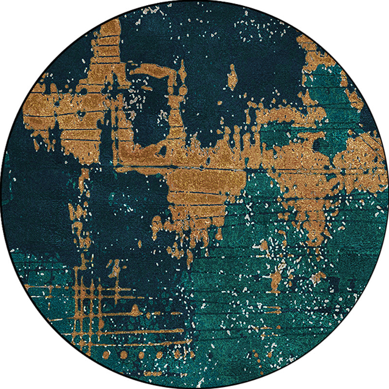 Frendorf | Groene en Gouden Industriële Vloerkleed Polyester Abstract Vloerkleed Wasbaar Antislip Achterkant Tapijt voor Woonkamer