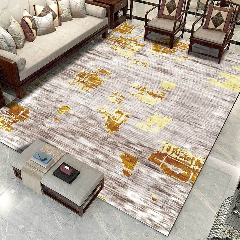 Industrieller Space Dye Print Teppich Gelb und Grau Polyester Teppich Maschinenwaschbar Rutschfeste Rückseite Teppich für das Schlafzimmer
