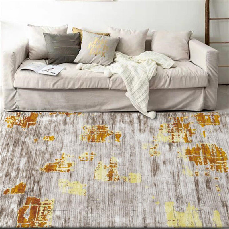 Industrieller Space Dye Print Teppich Gelb und Grau Polyester Teppich Maschinenwaschbar Rutschfeste Rückseite Teppich für das Schlafzimmer