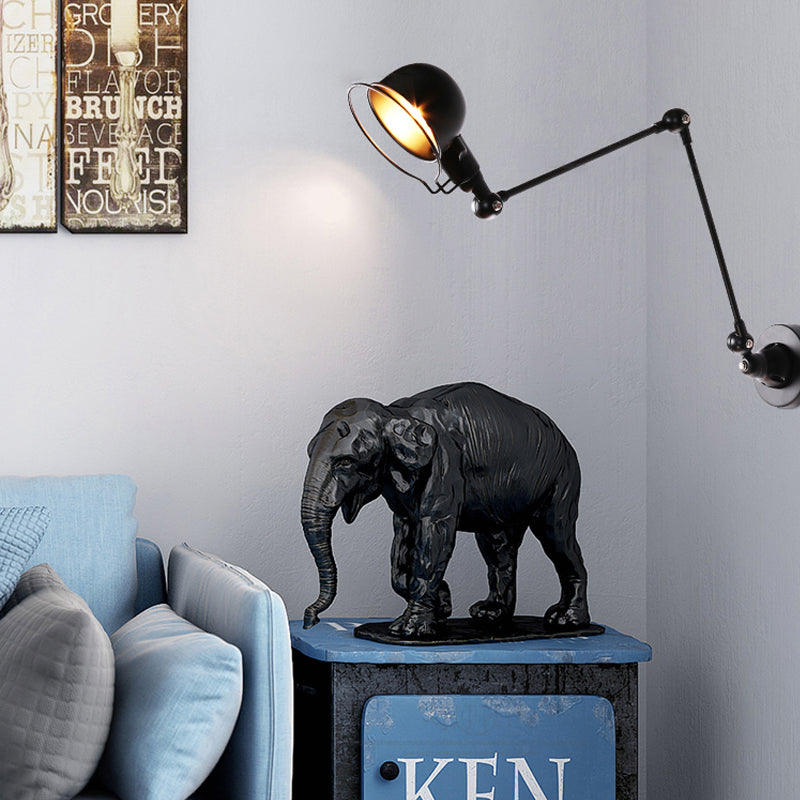Frendorf | Schwarz/Weiß Schwenkarms Wandlicht mit Schalen-Schirm Industrie Metall 1 Kopf Flur Wandleuchte Lampe