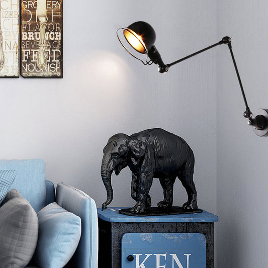 Frendorf | Schwarz/Weiß Schwenkarms Wandlicht mit Schalen-Schirm Industrie Metall 1 Kopf Flur Wandleuchte Lampe