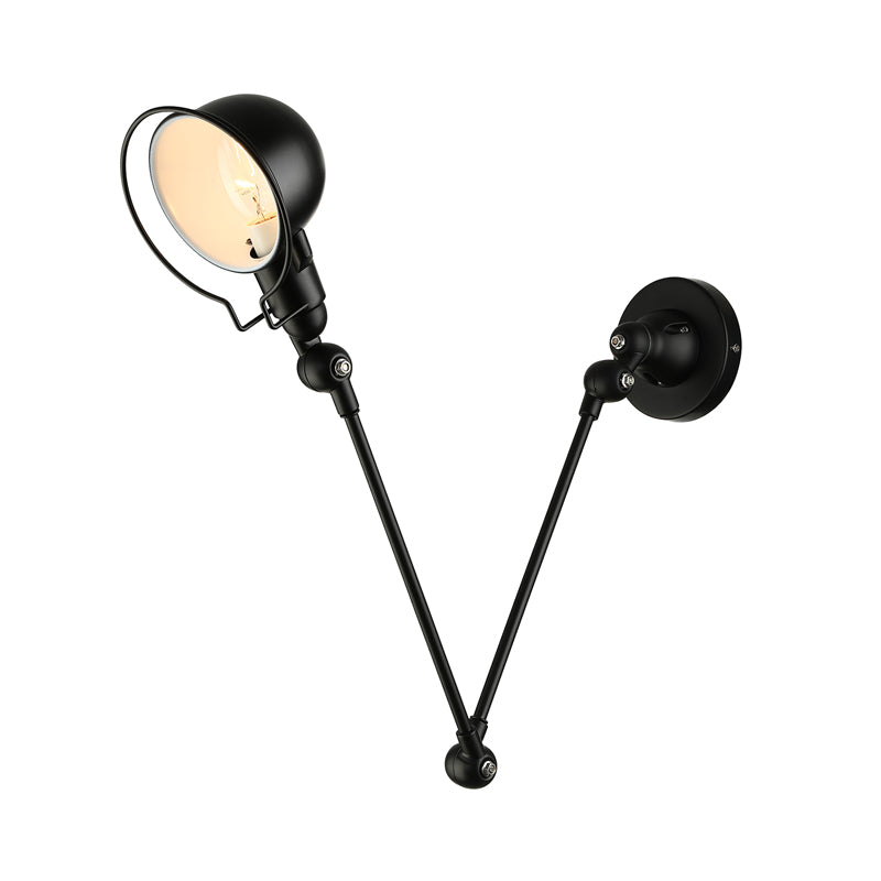 Frendorf | Schwarz/Weiß Schwenkarms Wandlicht mit Schalen-Schirm Industrie Metall 1 Kopf Flur Wandleuchte Lampe