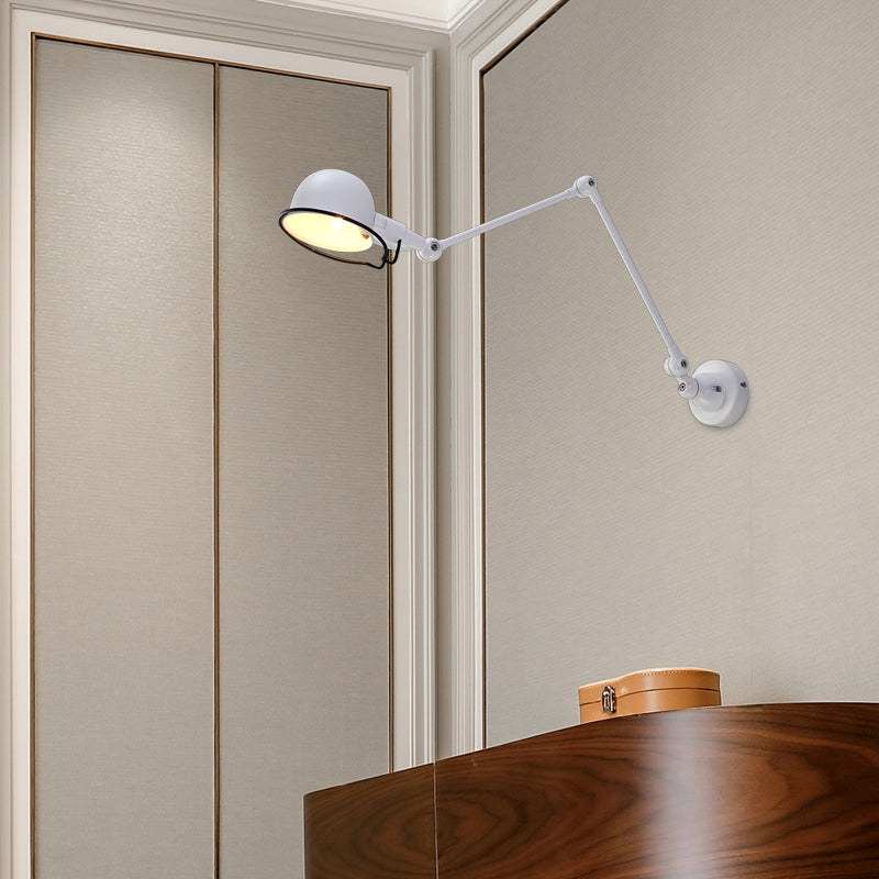 Frendorf | Schwarz/Weiß Schwenkarms Wandlicht mit Schalen-Schirm Industrie Metall 1 Kopf Flur Wandleuchte Lampe
