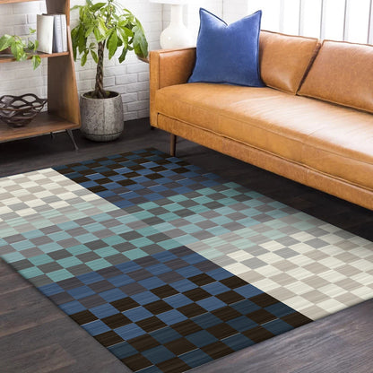 Frendorf | Neuheit Wohnzimmer Teppich Bunt Kleines Karomuster Farbschnitt Druck Teppich Polyester Waschbar Fleckenbeständiger Teppich