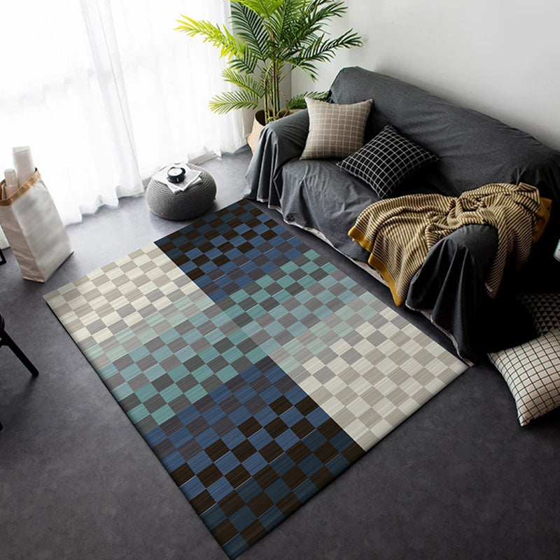 Frendorf | Neuheit Wohnzimmer Teppich Bunt Kleines Karomuster Farbschnitt Druck Teppich Polyester Waschbar Fleckenbeständiger Teppich