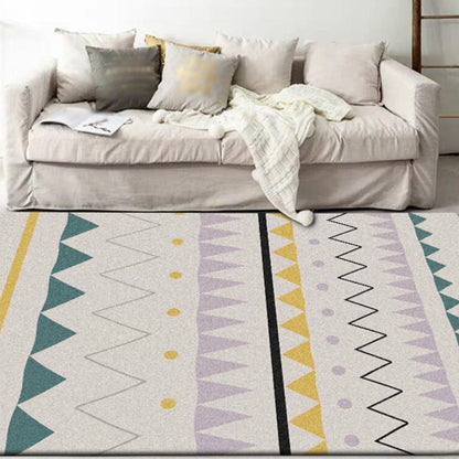 Frendorf | Bohemian Teppich in Ivory Welle Dreieck Muster Teppich Polyester Anti-Rutsch Teppich für Wohnkultur