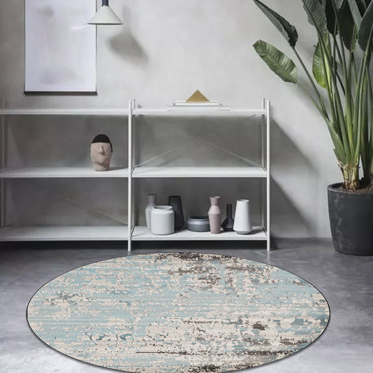 Frendorf | Blauer Schlafzimmerteppich Moderner abstrakter Nadelstreifenmuster Bereichsteppich Polyester rutschfeste Unterlage maschinenwaschbarer Teppich