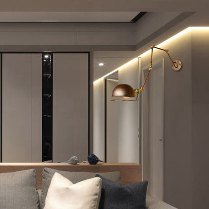 Frendorf | Schale Shade Eisen Wandleuchte mit Schwenkarm Antik Stil 1 Kopf Arbeitszimmer Wandlicht Leuchte in Rost