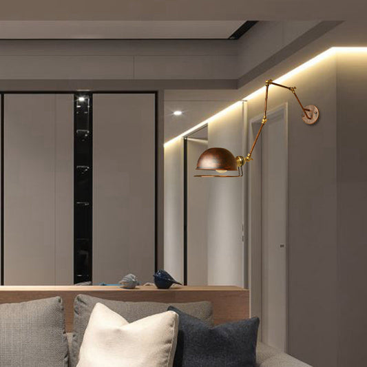 Frendorf | Schale Shade Eisen Wandleuchte mit Schwenkarm Antik Stil 1 Kopf Arbeitszimmer Wandlicht Leuchte in Rost