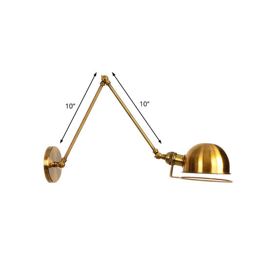 Frendorf | 1 Licht Swing Arm Wandverlichting Vintage Stijl Messing/Koper Metalen Wandmontage Licht met Kom Shade