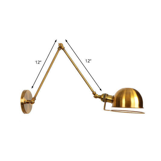 Frendorf | 1 Licht Swing Arm Wandverlichting Vintage Stijl Messing/Koper Metalen Wandmontage Licht met Kom Shade
