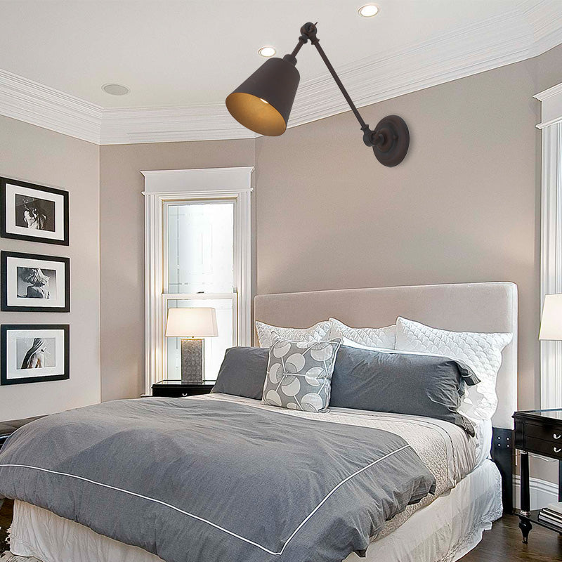 Frendorf | 1 Licht Metalen Wandlamp Hedendaags Zwart/Roest Getailleerde Slaapkamer Wandlamp Sconces met Verstelbare Arm