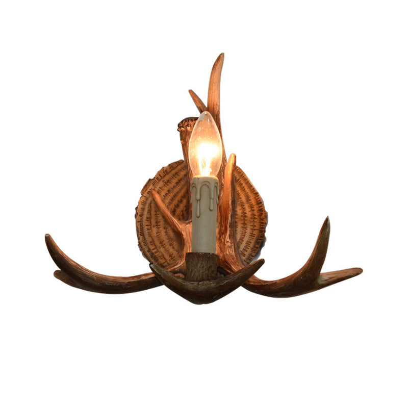 Frendorf | Resin Kandelaar Wandlamp met Hertenhoorns Deco 1 Hoofd Rustieke Wandverlichting in Bruin voor Cottage
