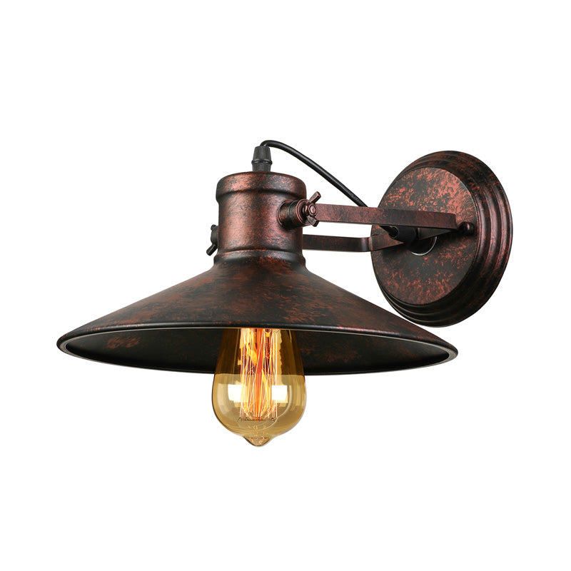 Frendorf | Metallische Untertasse Wandleuchte Antikstil 1-Birnen Flur Wandleuchte Lampe in Schwarz/Rost