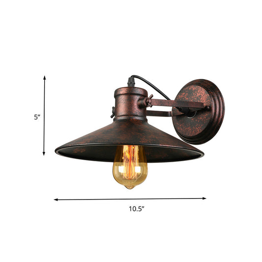 Frendorf | Metallische Untertasse Wandleuchte Antikstil 1-Birnen Flur Wandleuchte Lampe in Schwarz/Rost