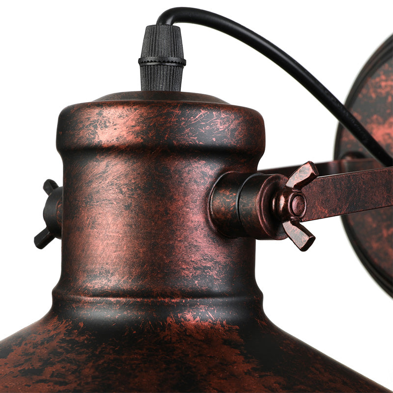 Frendorf | Metallische Untertasse Wandleuchte Antikstil 1-Birnen Flur Wandleuchte Lampe in Schwarz/Rost