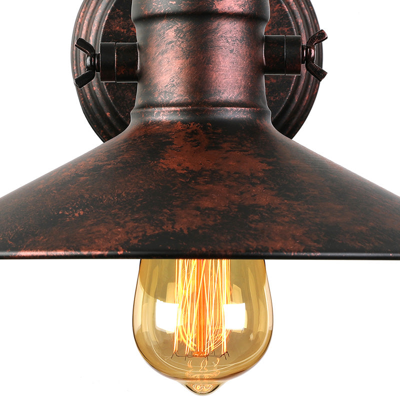 Frendorf | Metallische Untertasse Wandleuchte Antikstil 1-Birnen Flur Wandleuchte Lampe in Schwarz/Rost